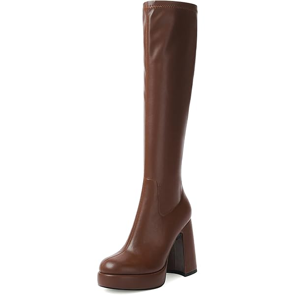 Amazon.com: HEIFIN Platform Knee High Boots Women Brown